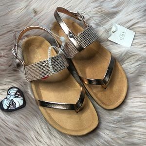 NEW! Girls Marina Luna Rose Gold Sandals Size 2 (Little Girl), NWT